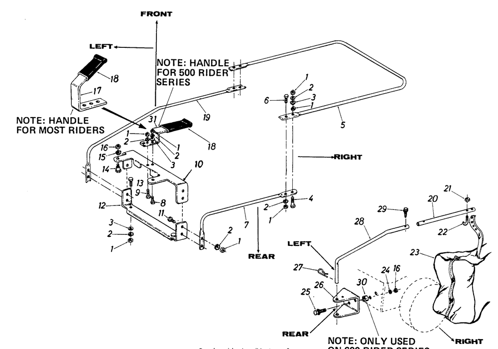 Grass Catcher Diagram and Parts List for 015 (196100)(1986) Cub Cadet Lawn Tractor Accessories